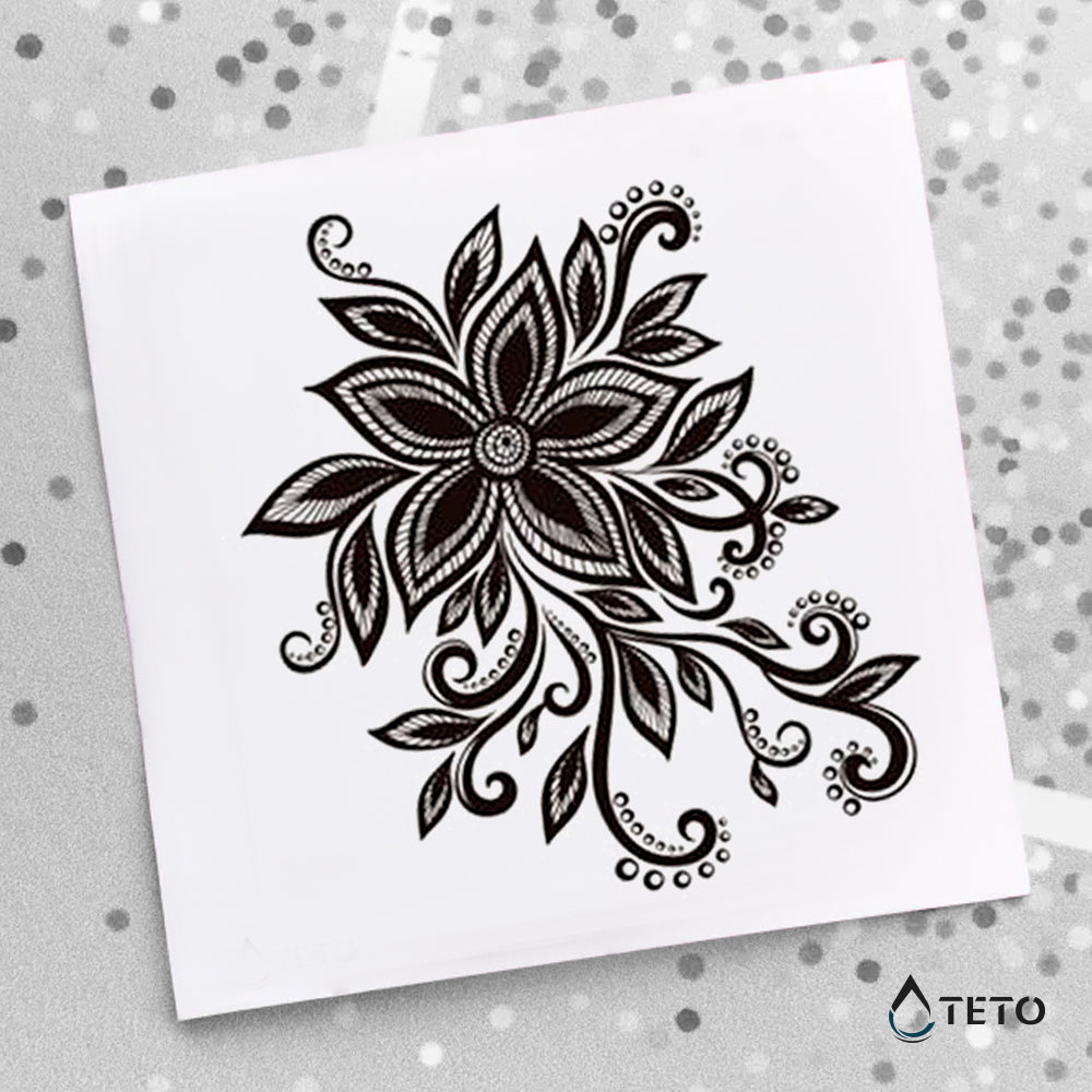Schwarze Blume - TETO Temporäre Tattoos