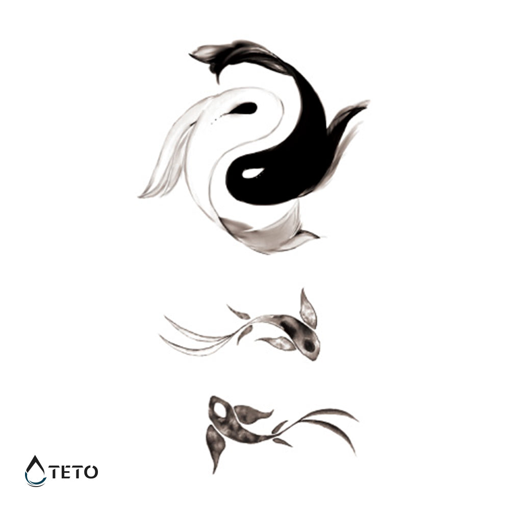 Yin Yang mit Fischen - TETO Temporäre Tattoos