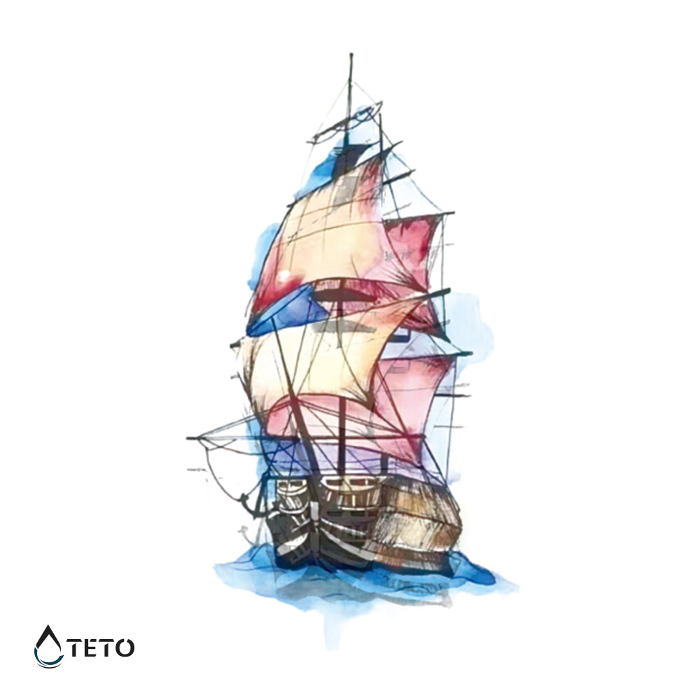 Segelboot auf hoher See - TETO Temporäre Tattoos