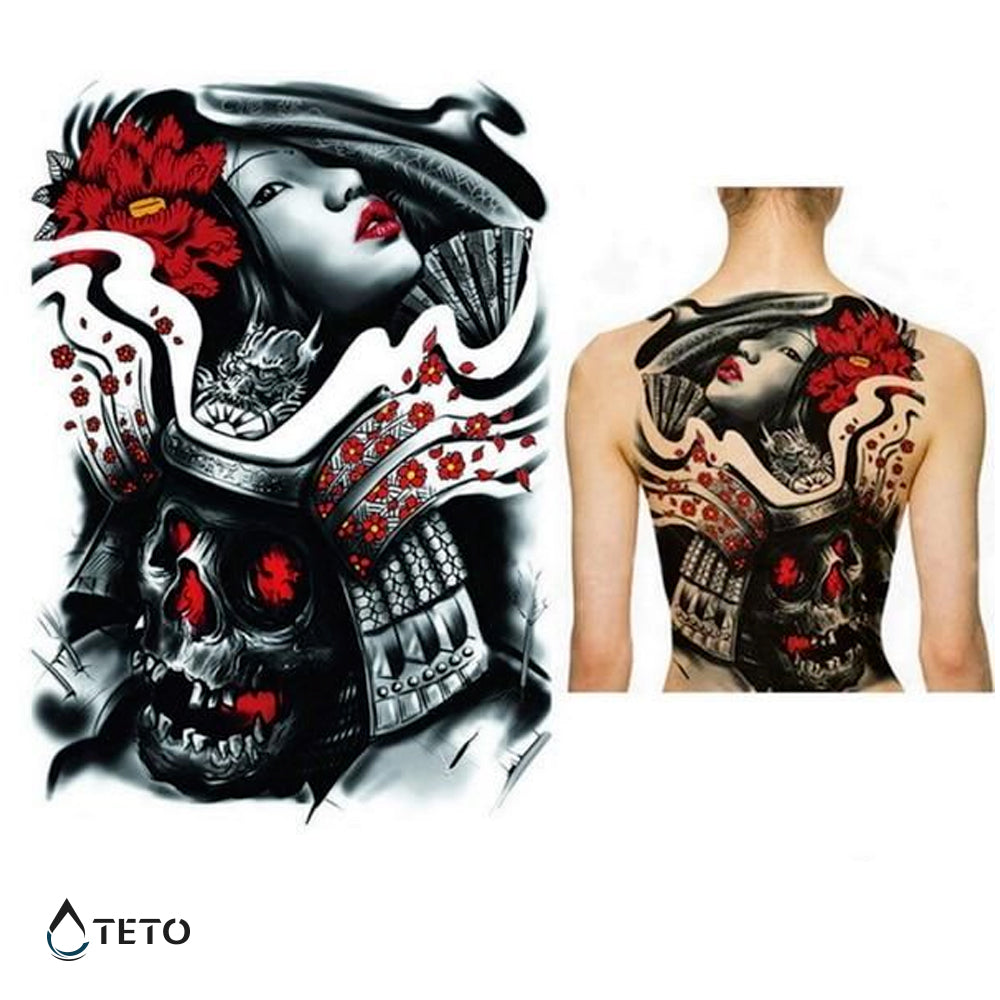 Gefährliche Frau mit Totenschädel - TETO Temporäre Tattoos