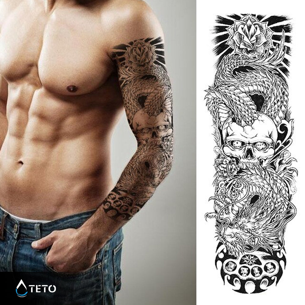 Drache mit Schädel - TETO Temporäre Tattoos