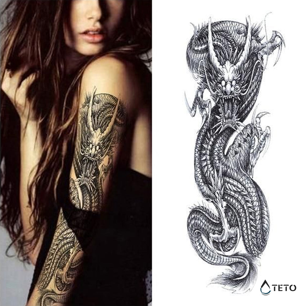 Wütender Drache - TETO Temporäre Tattoos