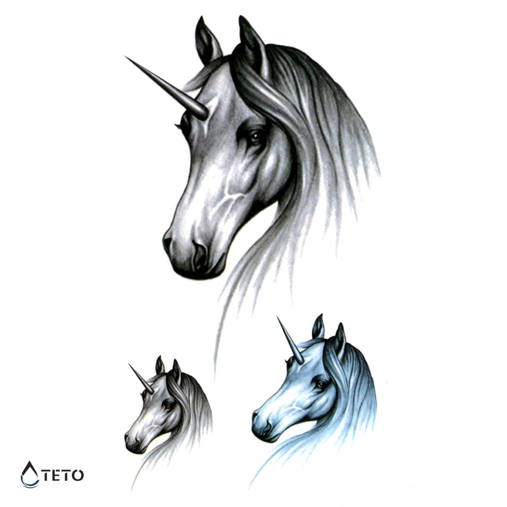 Einhornkopf - Set - TETO Temporäre Tattoos
