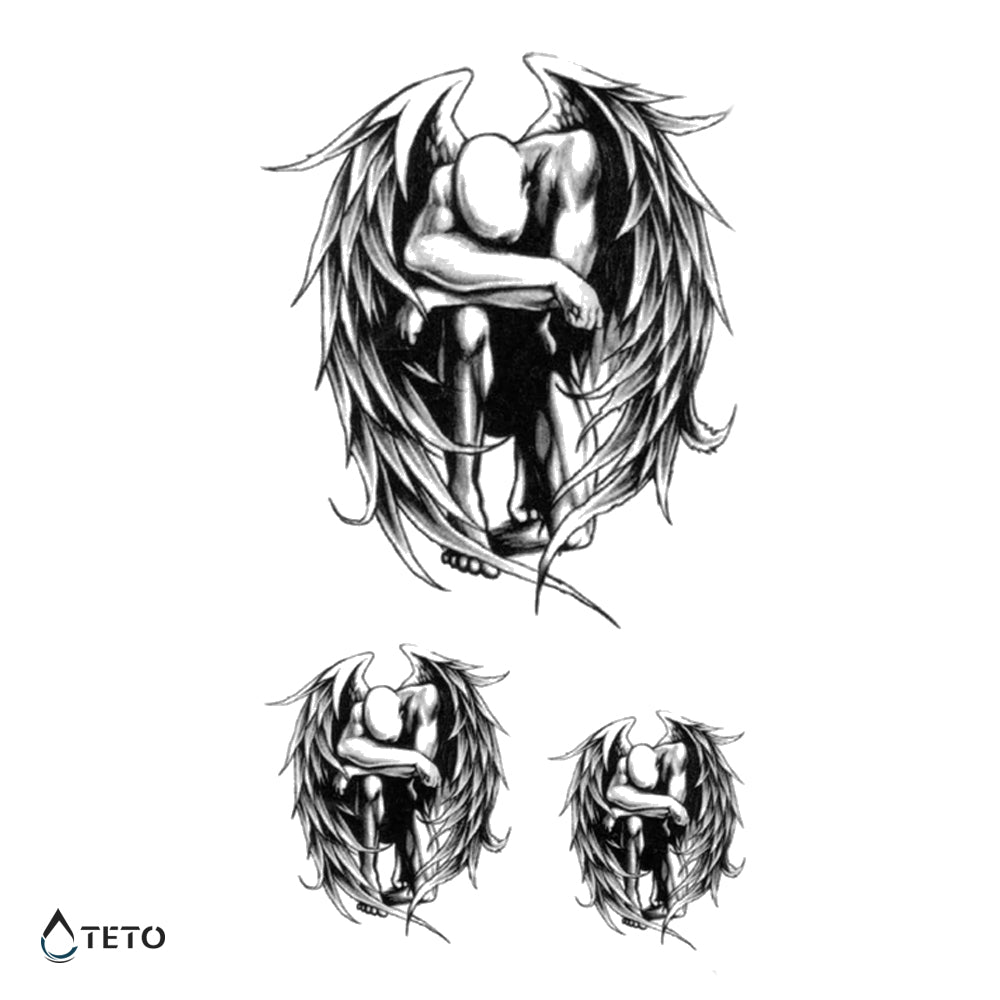 Knieender Engel - TETO Temporäre Tattoos