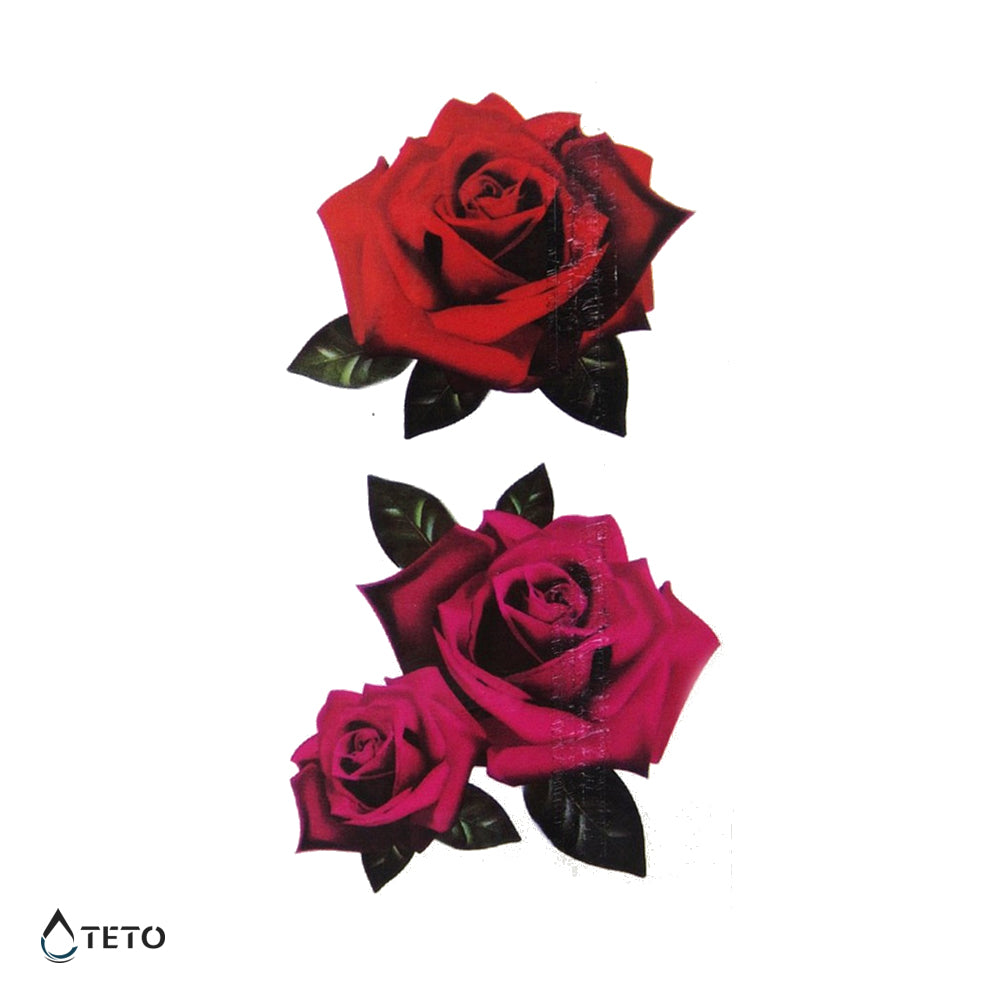 Rote Rosen - Set - TETO Temporäre Tattoos