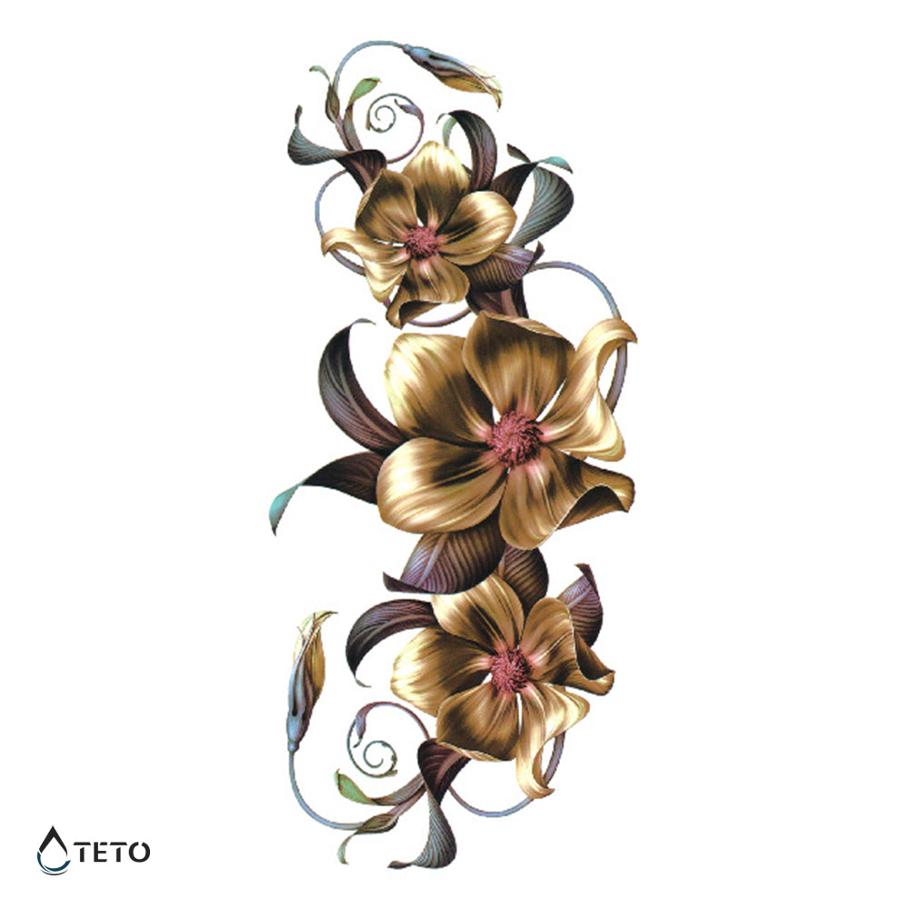 Goldene Blumen - TETO Temporäre Tattoos