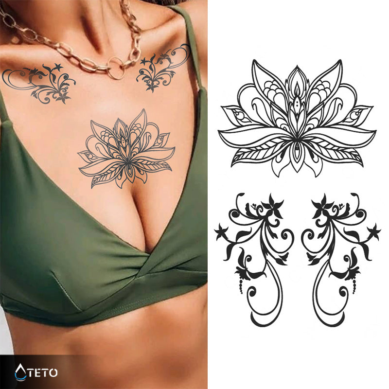 Mandala und Blumen - Set – Semipermanente - TETO Temporäre Tattoos