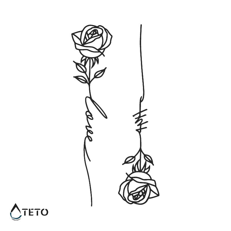 Liebe - Rose - Set – Semipermanente - TETO Temporäre Tattoos