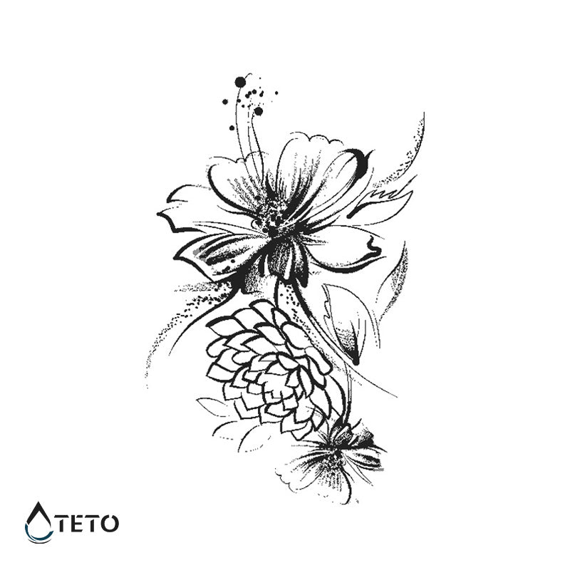 Minimalistische Blumen – Semipermanente - TETO Temporäre Tattoos