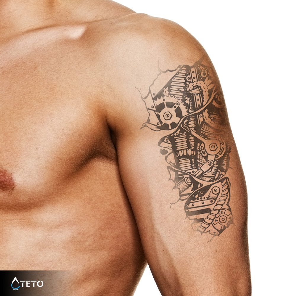 Motor in Körper und Herz – Semipermanente - TETO Temporäre Tattoos