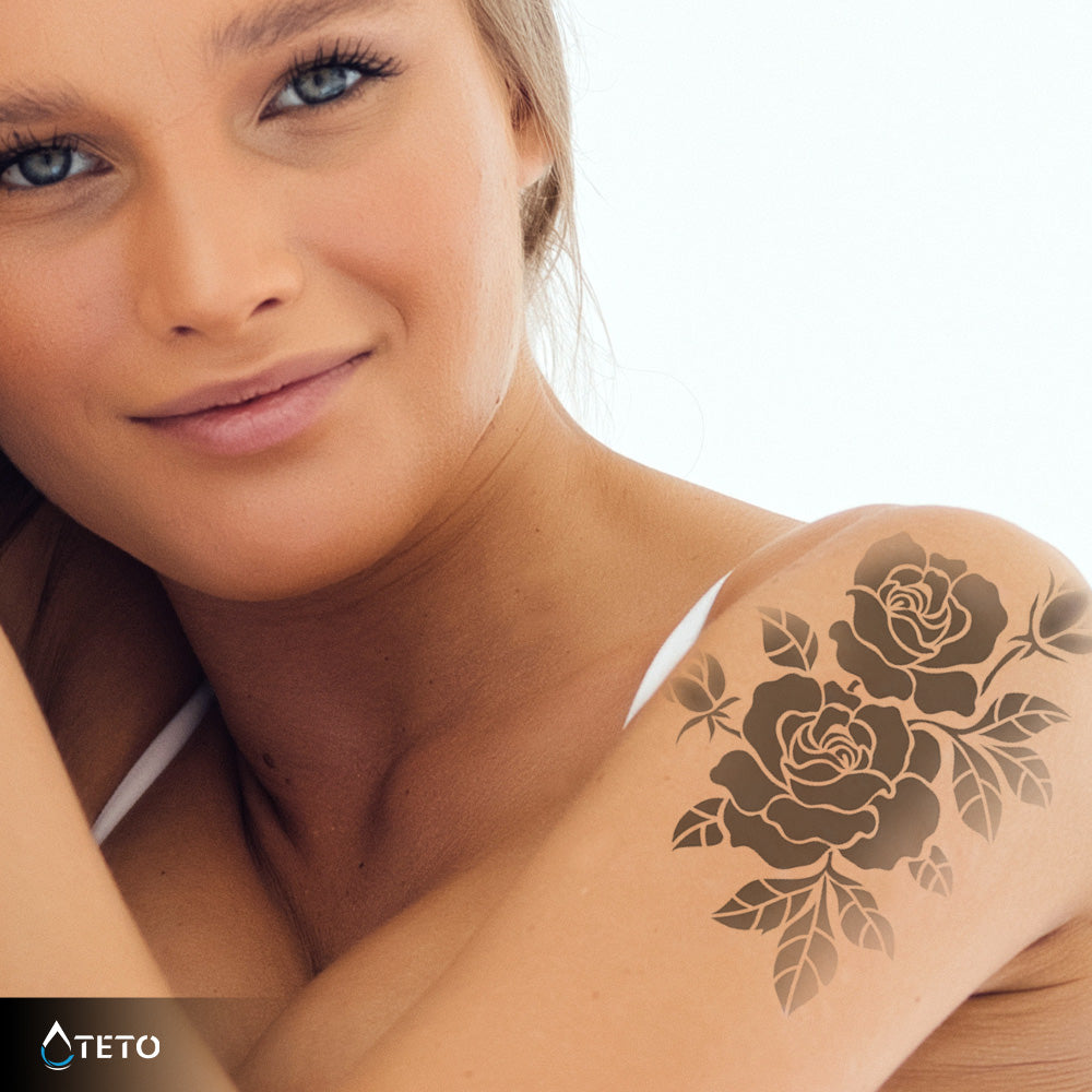 Schwarze Rosen – Semipermanente – Typ A - TETO Temporäre Tattoos