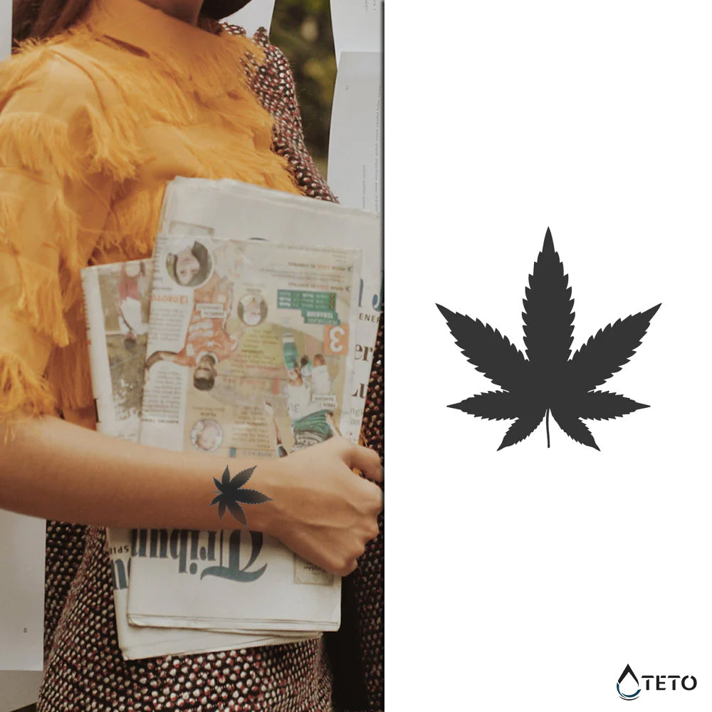 Marihuana-Blatt – Semipermanente - TETO Temporäre Tattoos