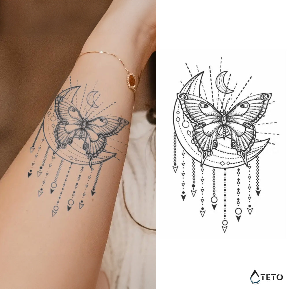 Mystischer Schmetterling – Semipermanente - TETO Temporäre Tattoos