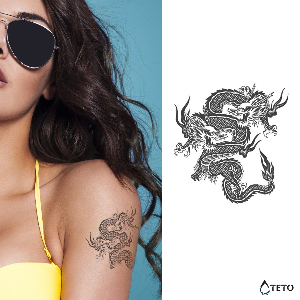 Miniaturdrache – Semipermanente - TETO Temporäre Tattoos