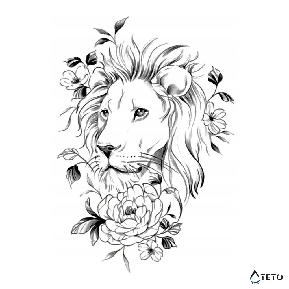 Romantischer Löwe - TETO Temporäre Tattoos