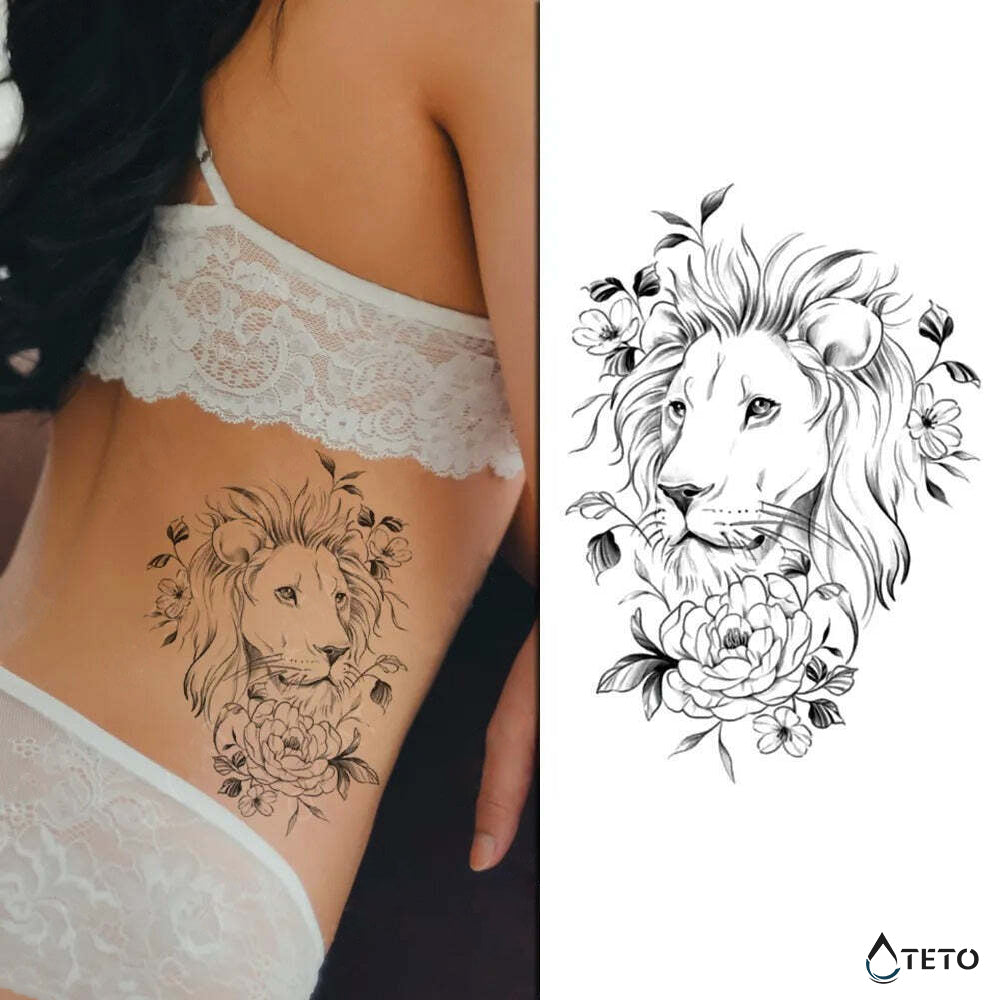 Romantischer Löwe - TETO Temporäre Tattoos