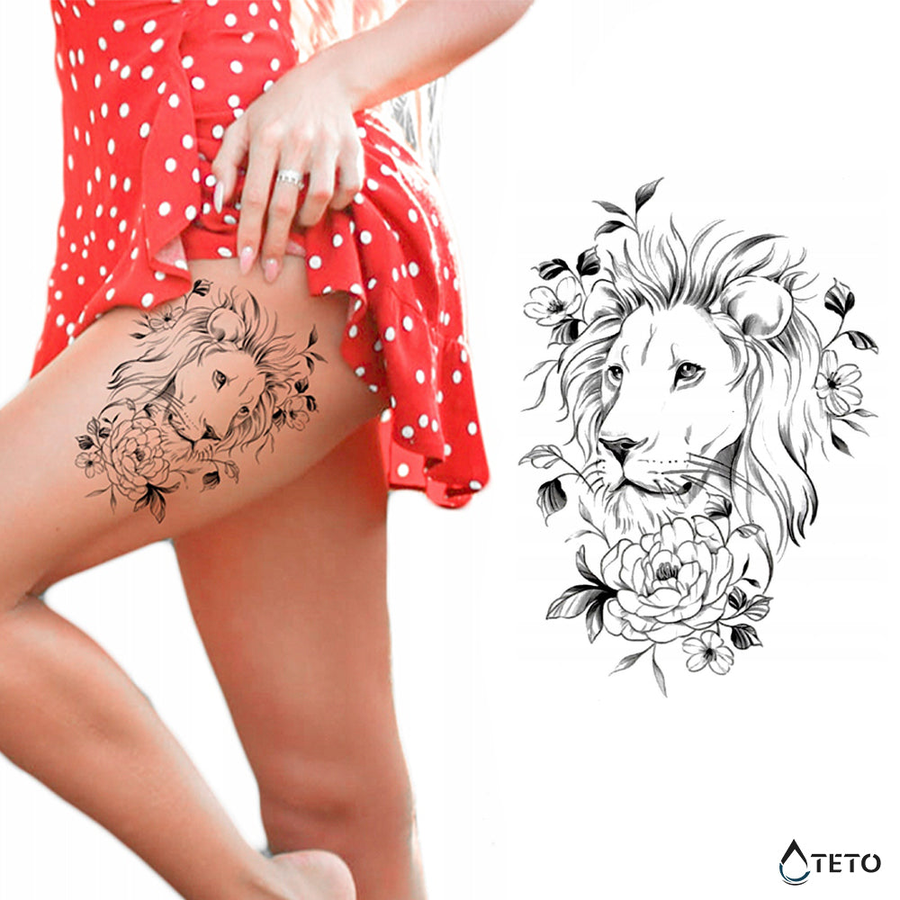 Romantischer Löwe - TETO Temporäre Tattoos