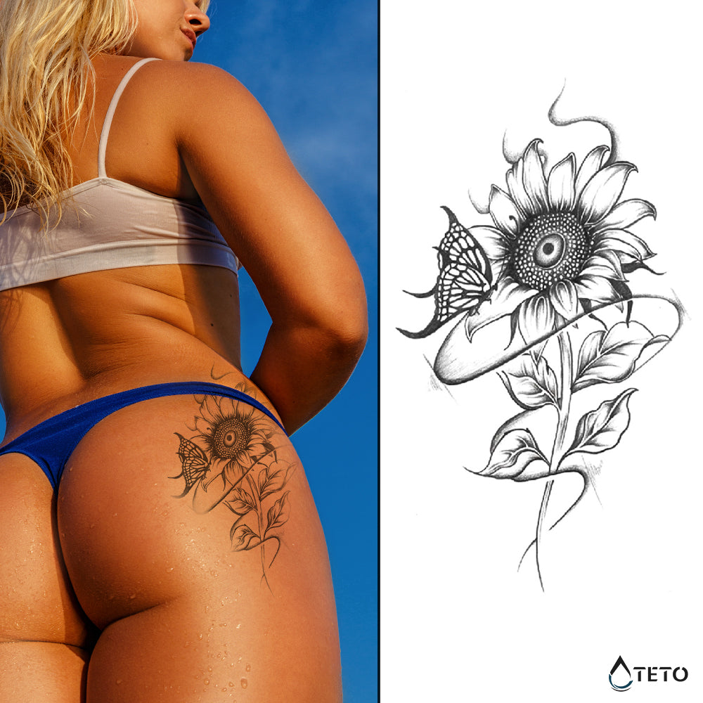 Sonnenblume – Semipermanente - TETO Temporäre Tattoos