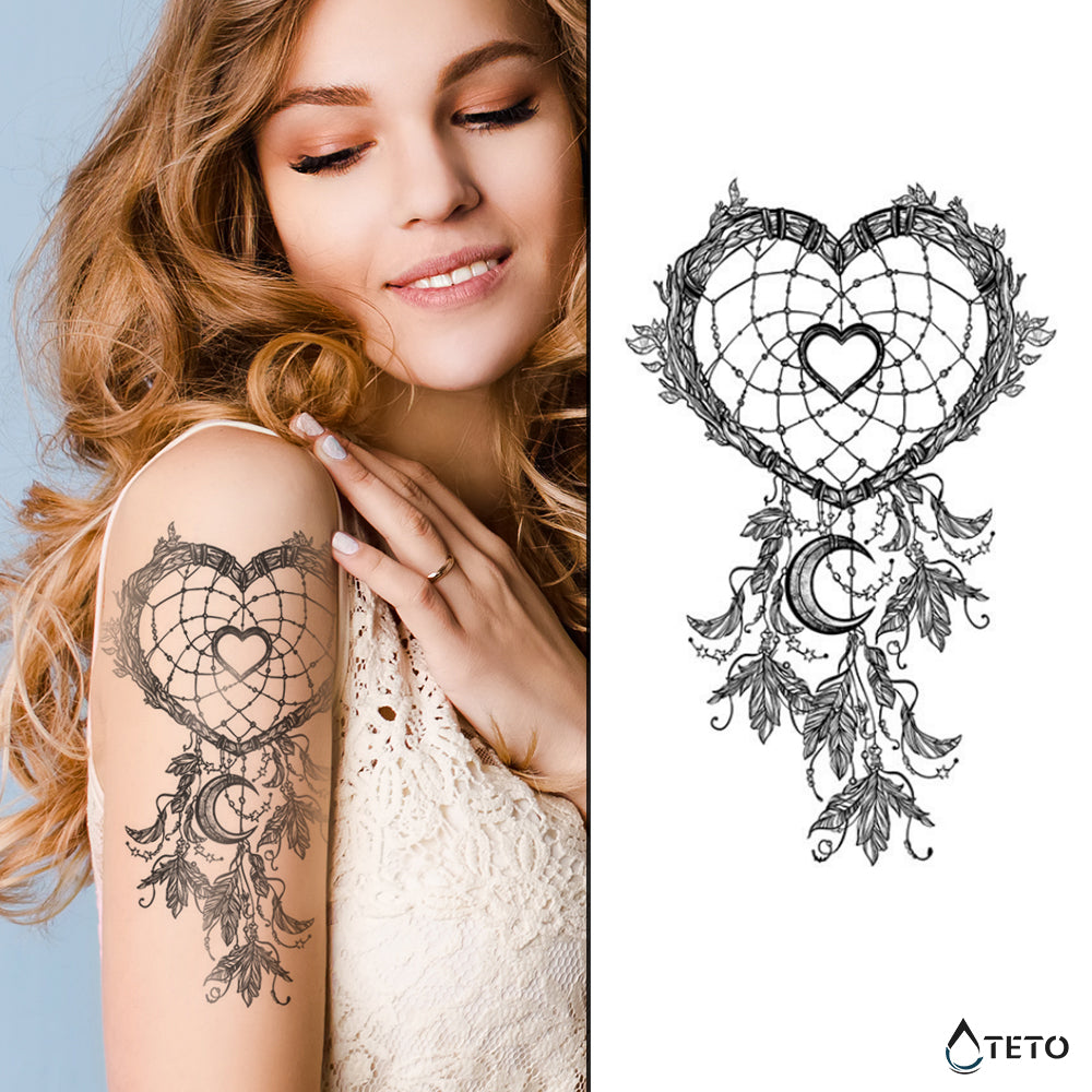 Herz-Traumfänger – Semipermanente - TETO Temporäre Tattoos