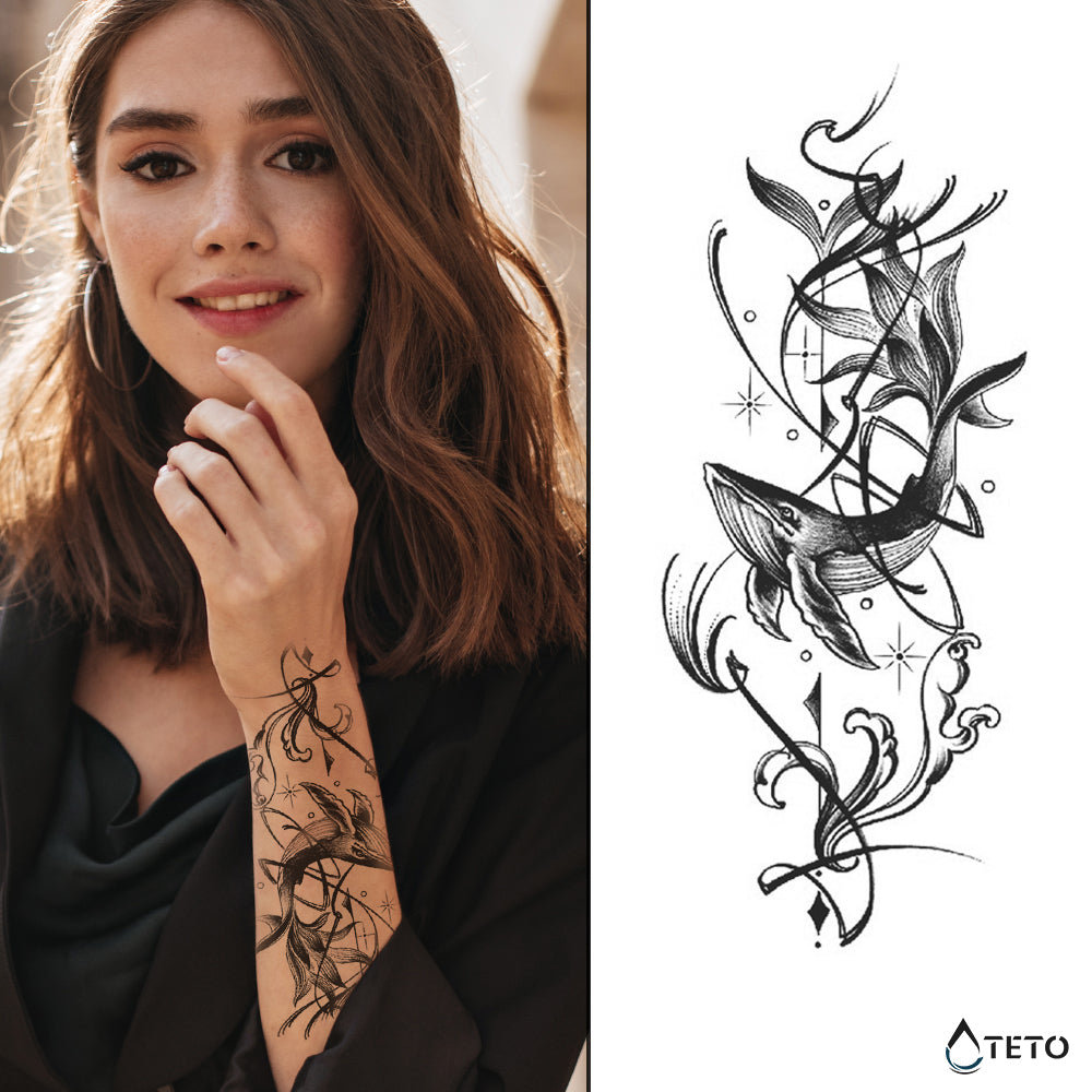 Tanzender Wal – Semipermanente - TETO Temporäre Tattoos