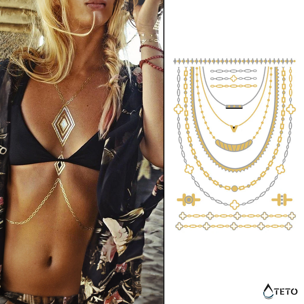 Metallisches Schmuck – Typ A - TETO Temporäre Tattoos