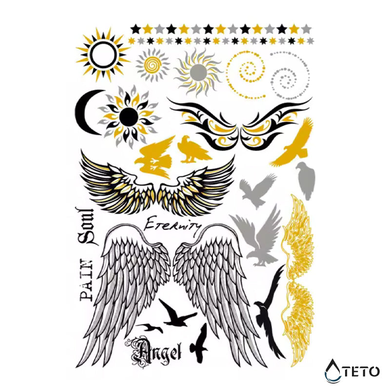 Engelsflügel: Schmerz, Seele, Ewigkeit - TETO Temporäre Tattoos