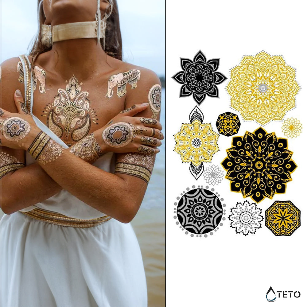 Mandala Typ H - Set - TETO Temporäre Tattoos
