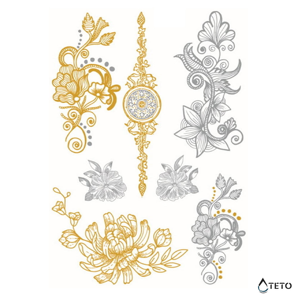 Östliche Blumen - Set - TETO Temporäre Tattoos