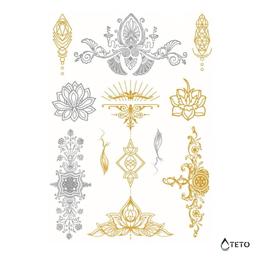 Metallische Ornamente - Set - TETO Temporäre Tattoos