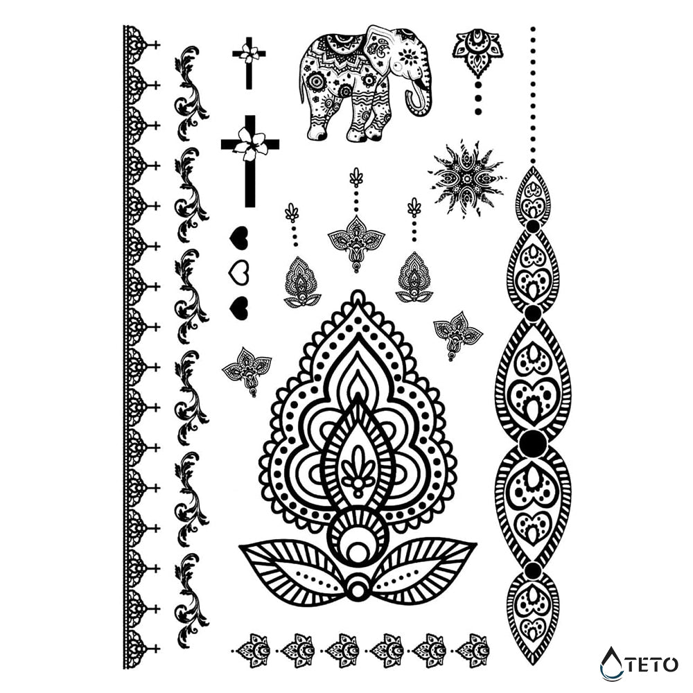 Armband und Motive - Set – Typ J - TETO Temporäre Tattoos