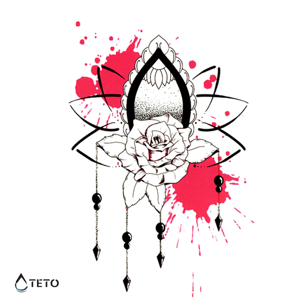 Rose im Mandala - TETO Temporäre Tattoos