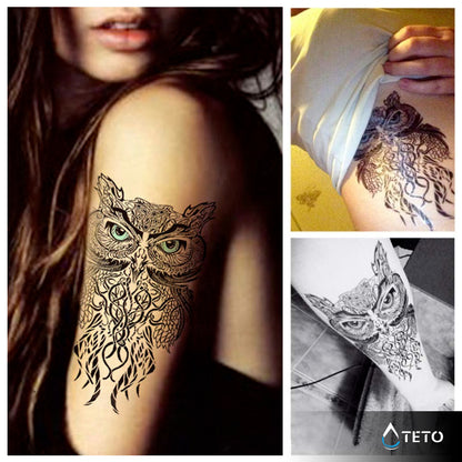 Blaue Augeneule - TETO Temporäre Tattoos