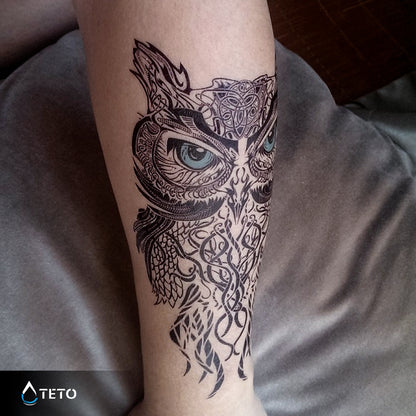 Blaue Augeneule - TETO Temporäre Tattoos