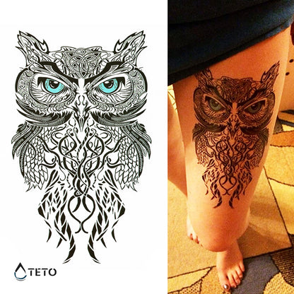 Blaue Augeneule - TETO Temporäre Tattoos