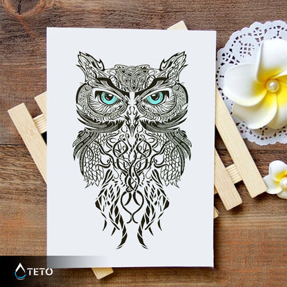 Blaue Augeneule - TETO Temporäre Tattoos