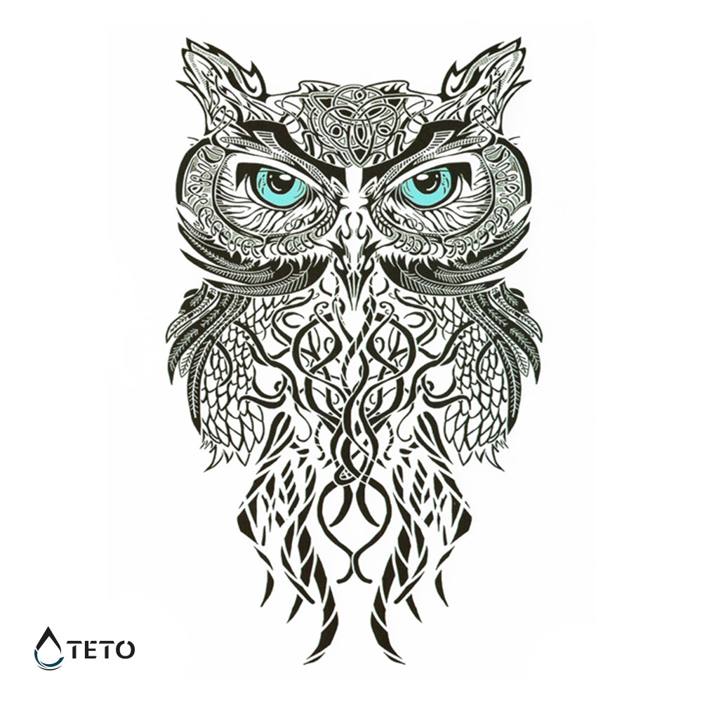Blaue Augeneule - TETO Temporäre Tattoos