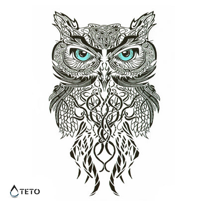 Blaue Augeneule - TETO Temporäre Tattoos