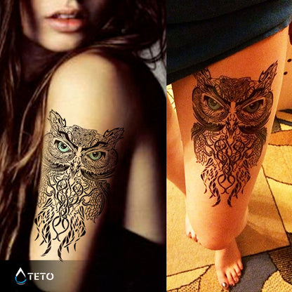 Blaue Augeneule - TETO Temporäre Tattoos