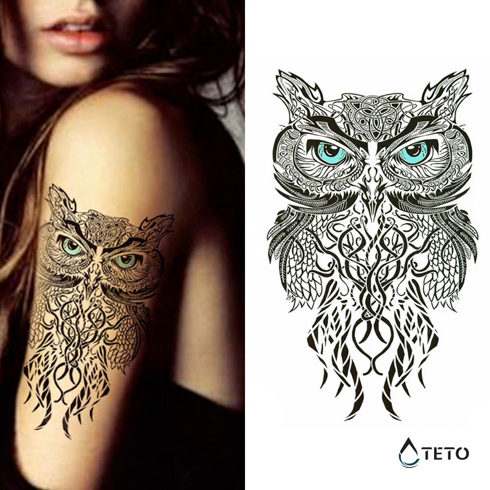 Blaue Augeneule - TETO Temporäre Tattoos