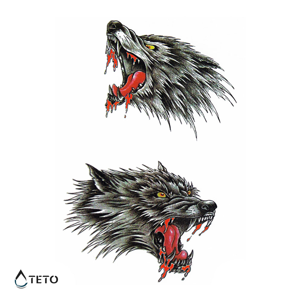Wütende Wölfe - Set - TETO Temporäre Tattoos