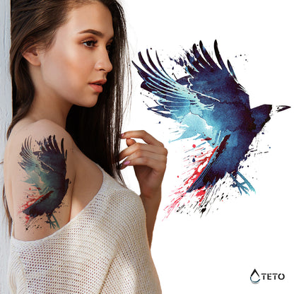 Vogel in Aquarell - TETO Temporäre Tattoos