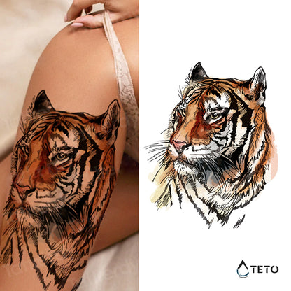 Gezeichneter Tiger - TETO Temporäre Tattoos