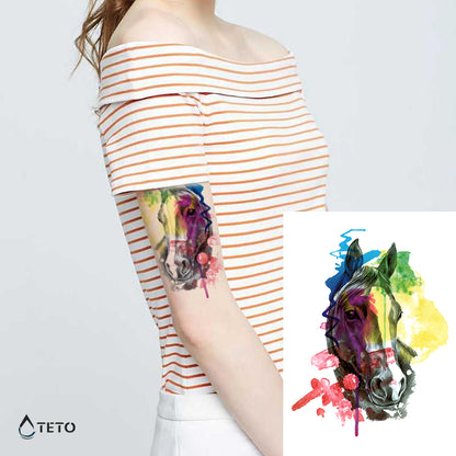 Multicolor-Pferd - TETO Temporäre Tattoos