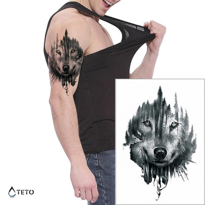 Wolf im Wald - TETO Temporäre Tattoos