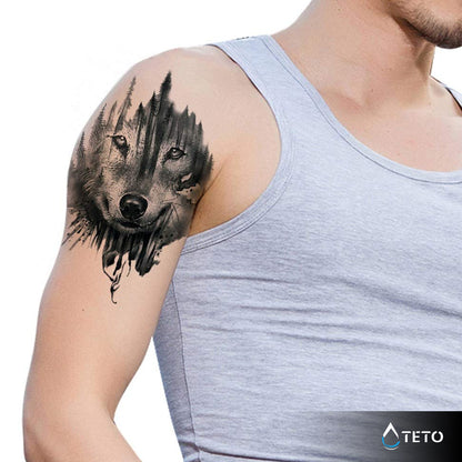 Wolf im Wald - TETO Temporäre Tattoos