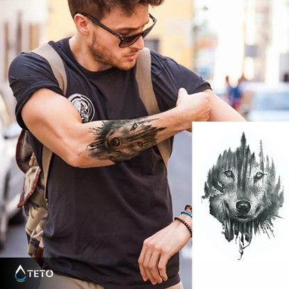 Wolf im Wald - TETO Temporäre Tattoos