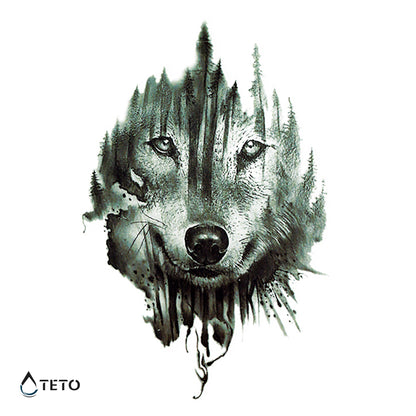 Wolf im Wald - TETO Temporäre Tattoos