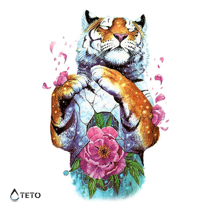 Tiger mit einer Blume - TETO Temporäre Tattoos
