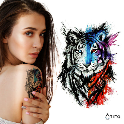 Zweifarbiger Tiger - TETO Temporäre Tattoos