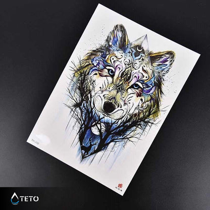Geheimnisvoller Wolf - TETO Temporäre Tattoos